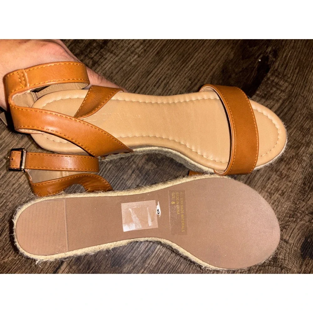 Wild Diva Lounge Womens Cognac Brown Espadrille Platform Wedge Sandals Size 8